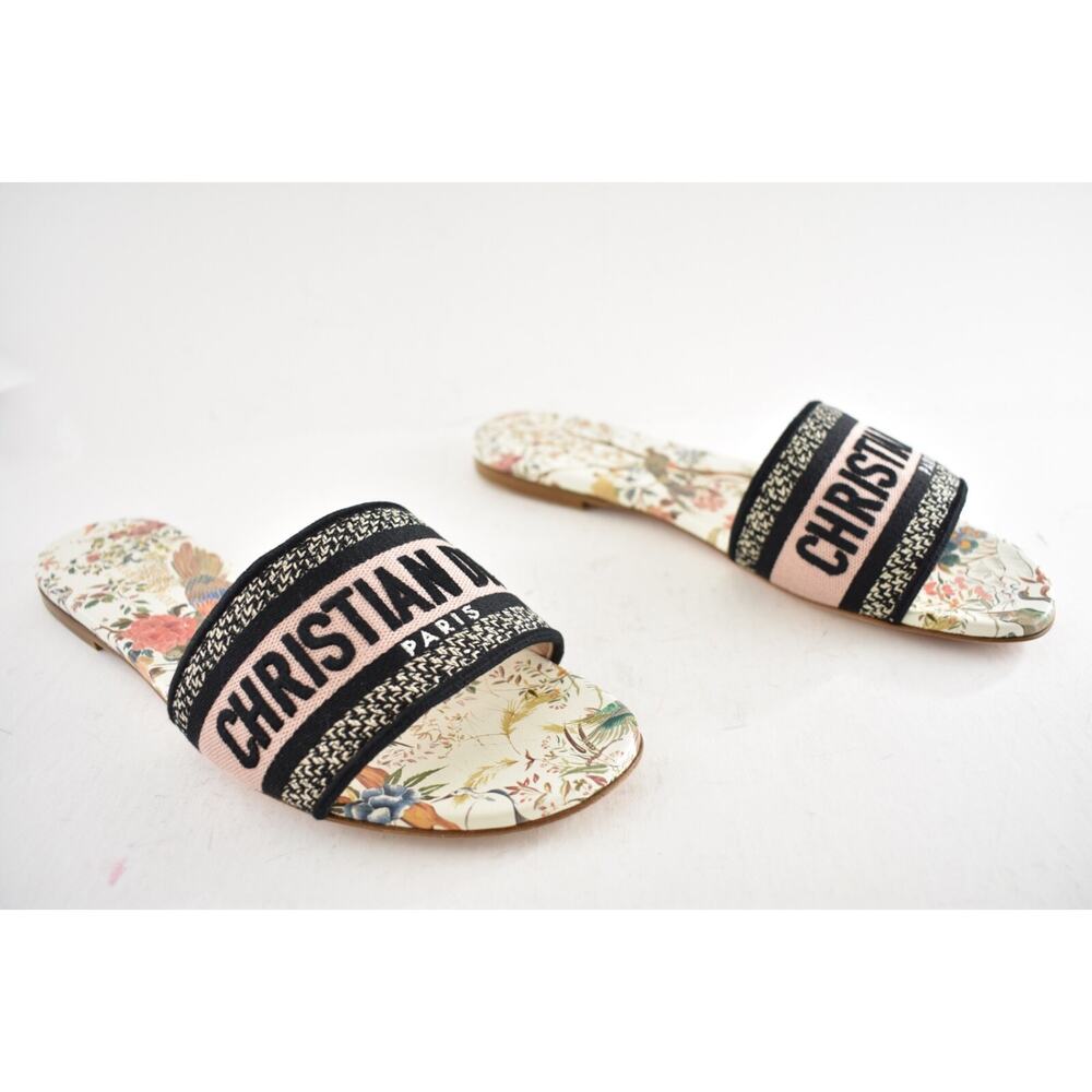 Christian Dior Dway Jardín D’ Hiver Embroidered Logo Slide Mule Flat Sandal 39 - Picture 6 of 15